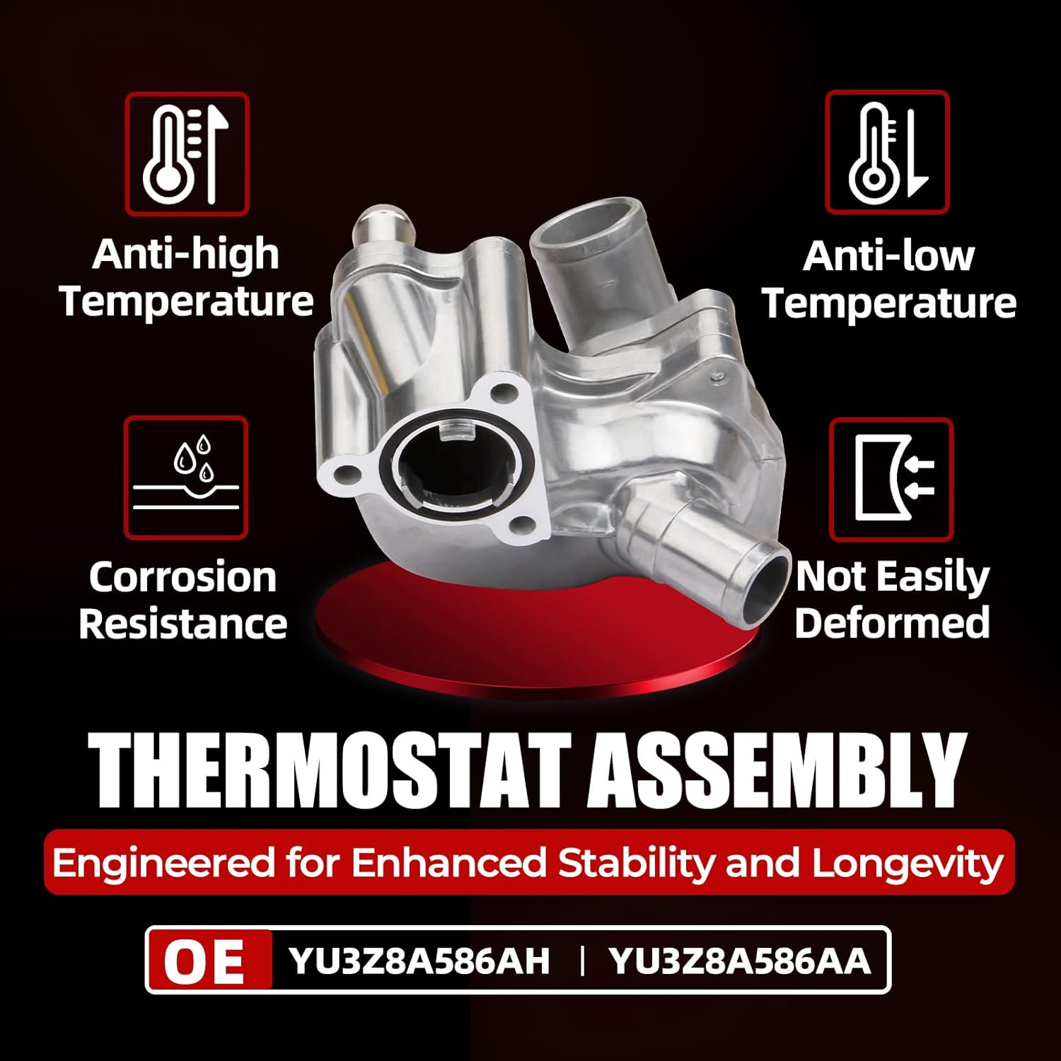 MITZONE 902-204 Engine Coolant Thermostat Housing Assembly Compatible with 1997 1998 1999 2000 2001 Ford Explorer Mercury Mountaineer 4.0L V6 Gas
