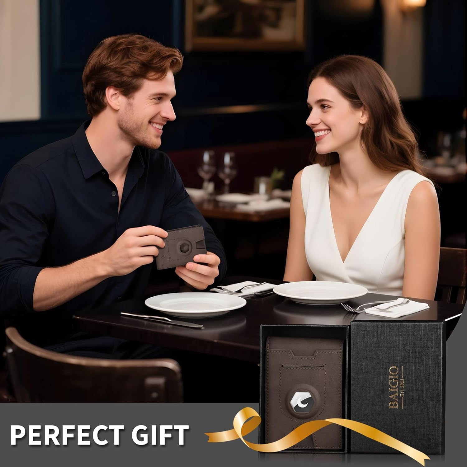 BAIGIO Airtag Wallet for Men, Slim RFID Bifold Wallet with Detachable Magnetic Pop Up Card Holder & AirTag Holder, Smart Minimalist Wallets for 10 Cards, Cash Slot & ID Window, Gifts for Men - Image 7