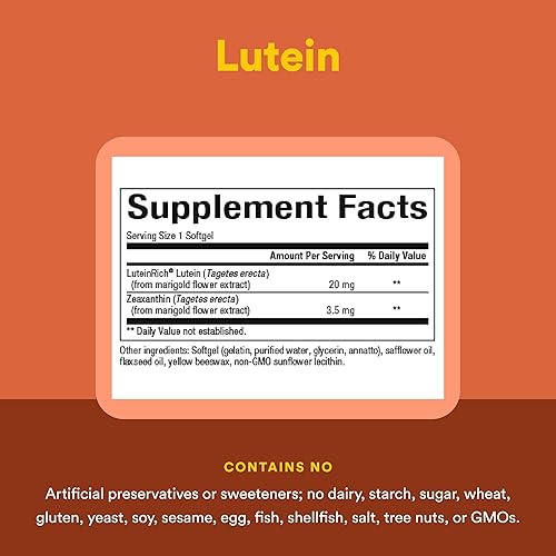 Miniatura 4 de Natural Factors - Luteína 20 mg, antioxidante natural para apoyar la salud ocular, 30 geles blandos
