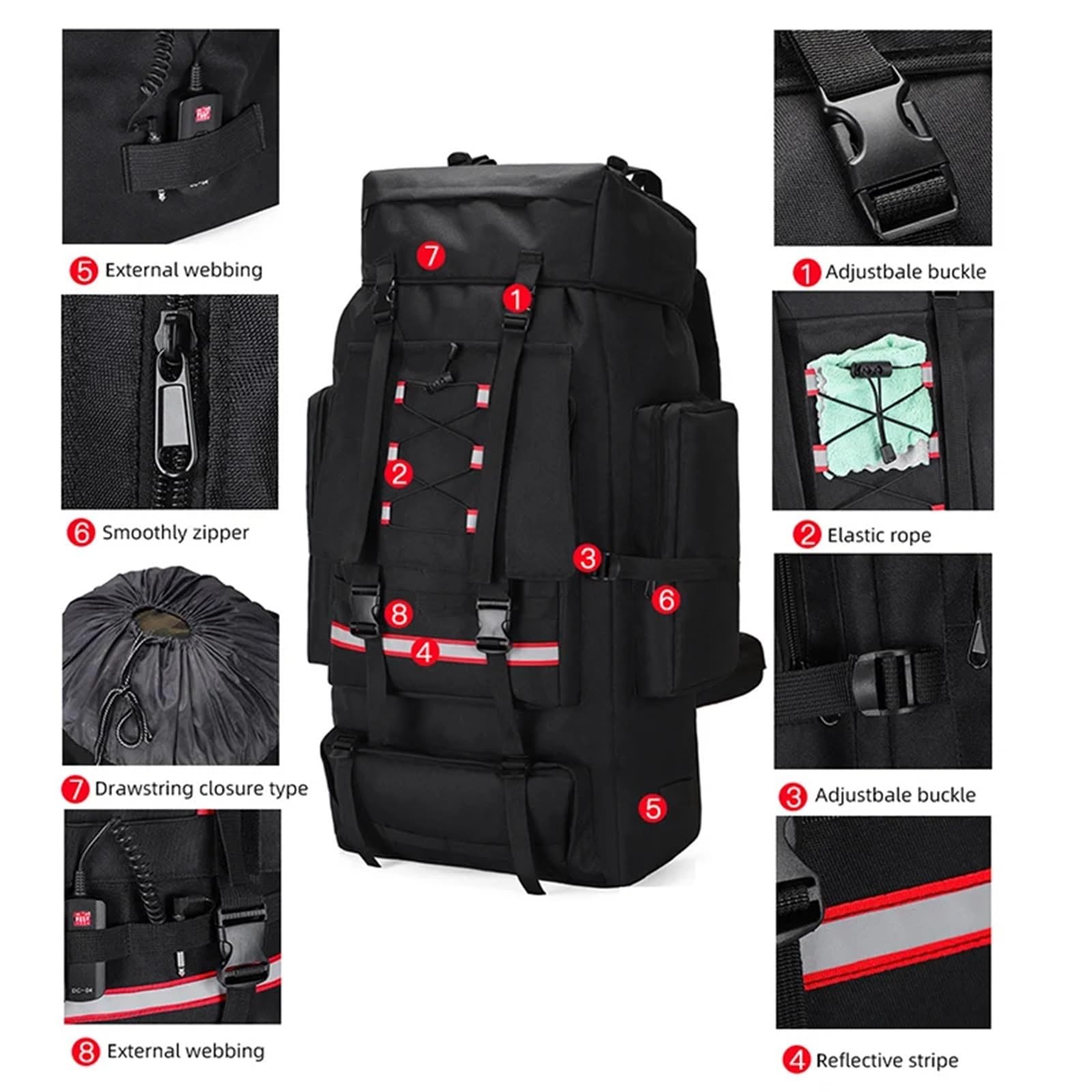 Outdoor-Rucksack 130L Wandern Camping Rucksack Reise Große Gepäck Tasche Männer Trekking Outdoor Sports Pack for Big Bag