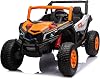 sopbost 24V 2 Seater Ride On Toys for Big Kids 3-8 Years Old with Remote Control & Music Player 4x4 200W Motors & Rubber EVA Tires 2 Profession Shock Absorbers Off Road Style Kids UTV, Orange