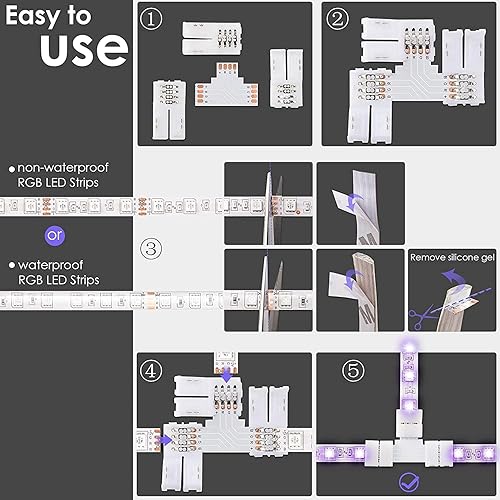 Miniatura 2 de Bettomshin 10 unids plástico en forma de L 2 pines solo color LED tira conector 0.315 in0.31 "ancho ángulo recto esquina sin soldadura conector