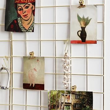 Metal Mesh Wall Grid Panel for Photo Display, Message Board, Size: 17.5 x 11.8, Pack of 2 Gold