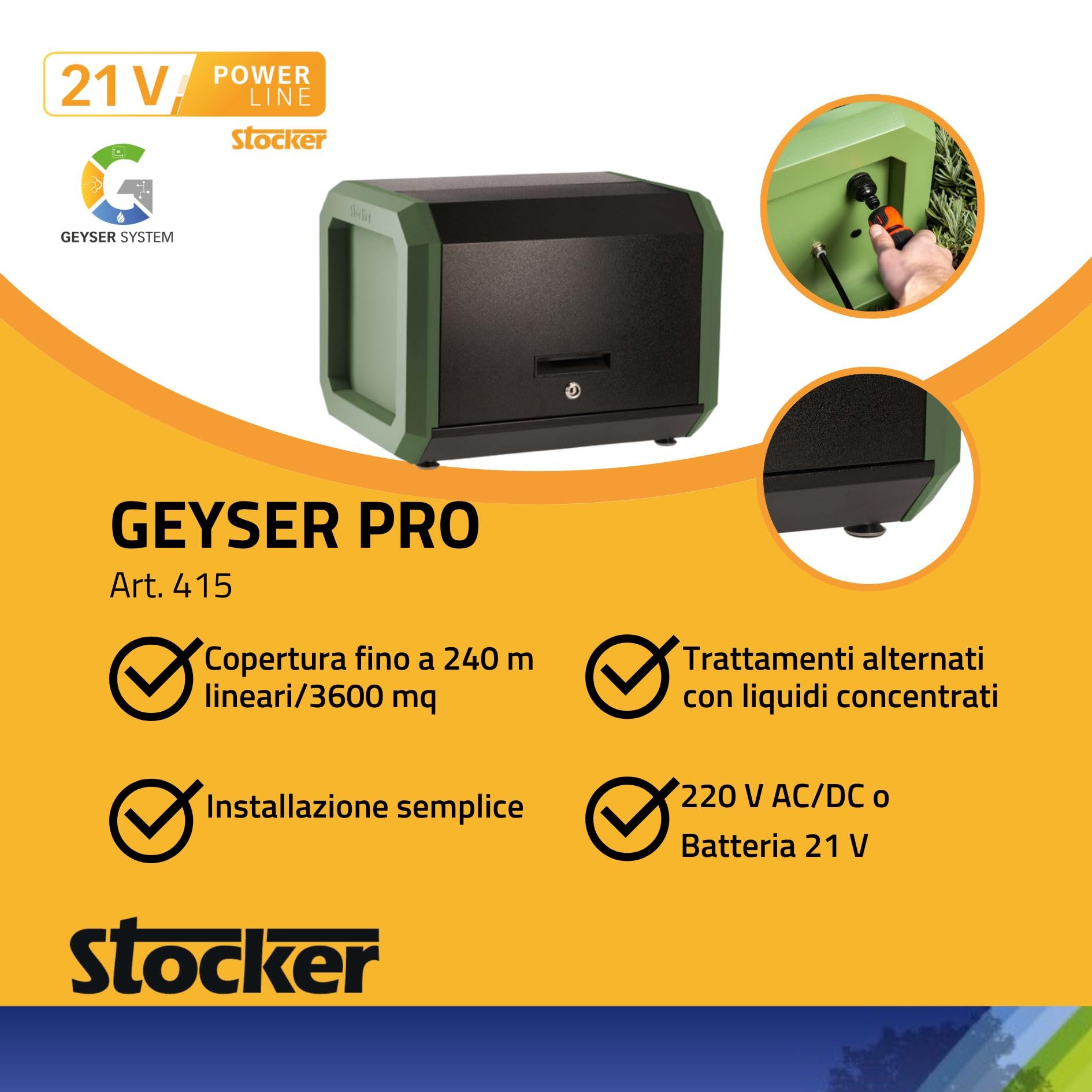 STOCKER - Geyser PRO rozpylacz na komary do ogrodu - zasięg 240 m / 3600 m² - pilot zdalnego sterowania Wi-Fi, łatwa instalacja