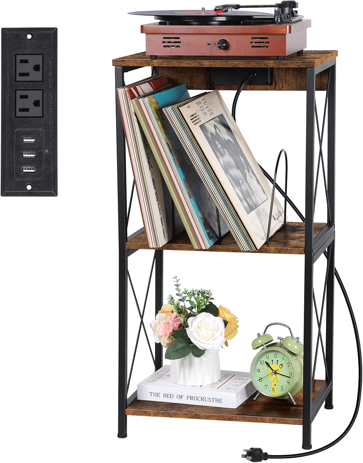 YBING Record Player Stand 3 Tier Turntable Stand with