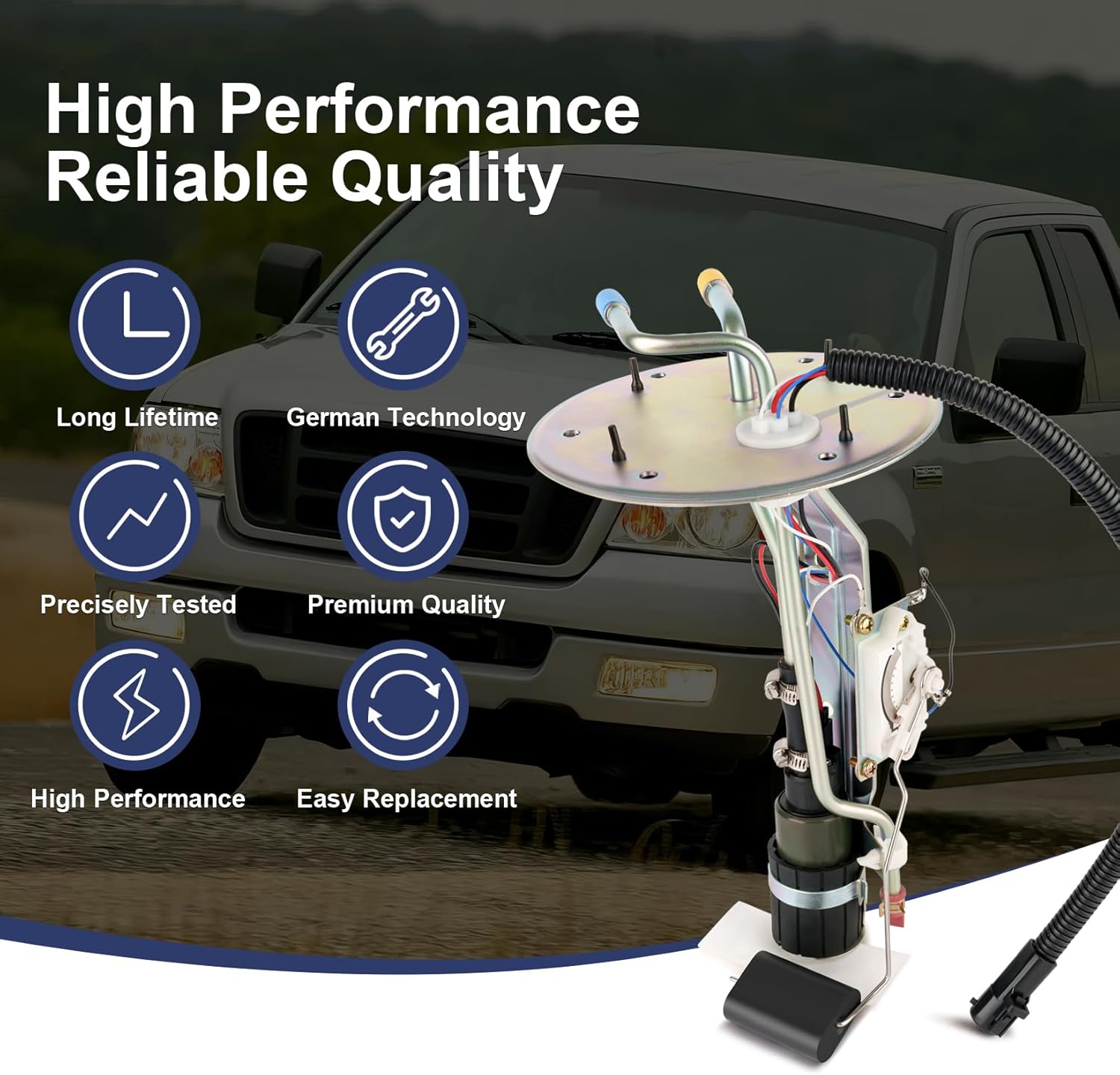 Electric Fuel Pump Module Assembly Compatible with Ford F-150 1999-2003 F150 Heritage 2004 F-250 1999 V6 V8 4.2L 4.6L 5.4L Replace E2237S P74853S HP10089 67135 XL3Z-9H307AA