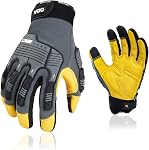 Vgo 1Pair Safety Leather Work Gloves,Mechanics Gloves,Impact Gloves,Anti-Vibration Gloves,Rigger Gloves,Heavy Duty(Size L,Blue,CA7725IP)