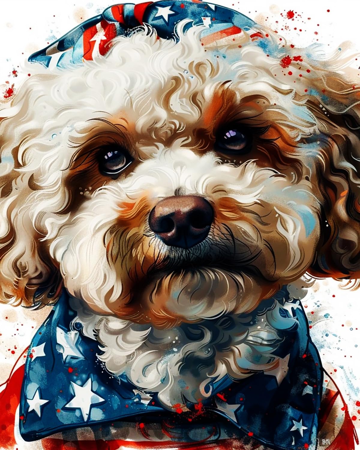 Liubaishi Multicolour Paint By Numbers For Adults, Patriotic Curly-Haired Dog, 40X50 Cm Acrylic Canvas Kit With Brushes And Paints