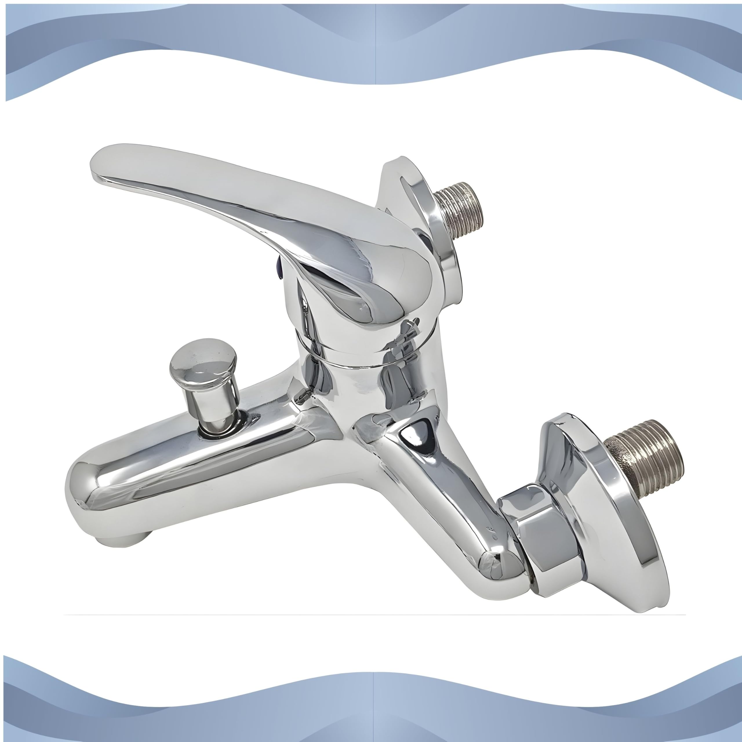 Yasta Miscelatore Vasca da Bagno Monocomando Esterno a Muro, Rubinetto con Deviatore per Doccia, Finitura Cromata Lucida, Design Moderno, Attacchi Standard Universali, Kit Montaggio Incluso