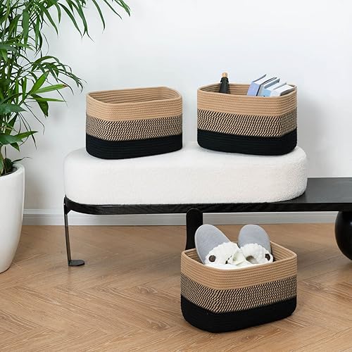 Miniatura 4 de Goodpick Cestas de almacenamiento para organizar cestas de cuerda tejida para libros, toallas, organizador de almacenamiento de juguetes, cubos de