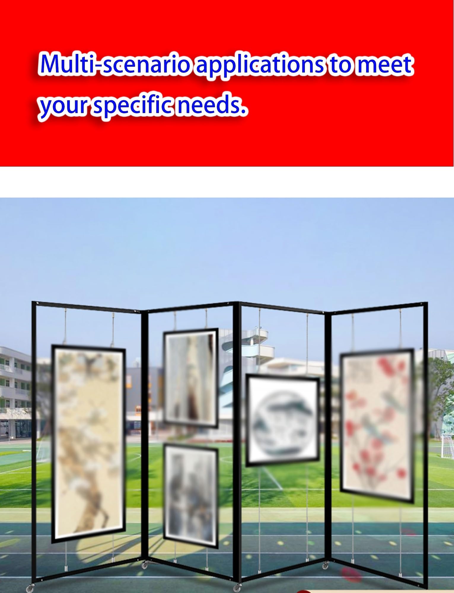 Expositor plegable móvil para exposiciones, galerías y publicidad, soporte de metal para carteles y fotografía