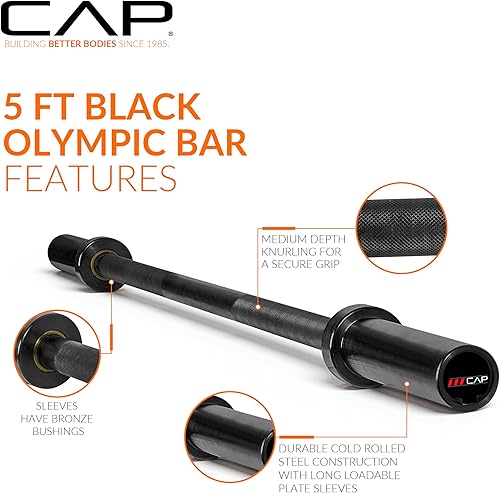 Miniatura 3 de CAP Barbell 2-Inch Olympic Barbell Bars 5 ft, 6 ft, & 7 ft Multiple Options