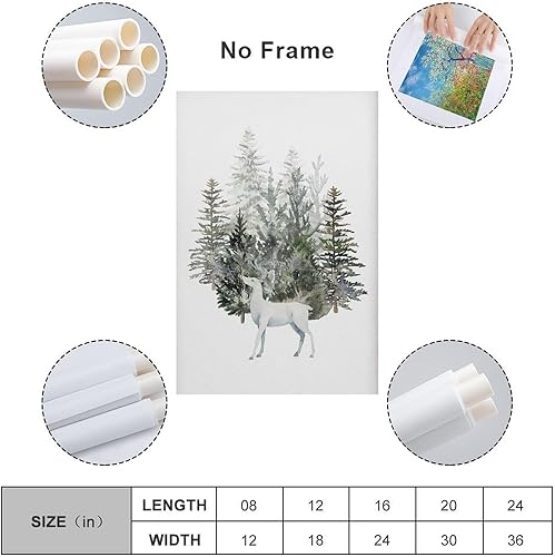 Miniatura 2 de LivasH WEIHNACHTEN WAND KUNST Rentier Im Winterwald Festlicher Druck Winter Dekor Weihnachtsdeko Canvas Wall Art Pictures Poster Trendy Teen Girl