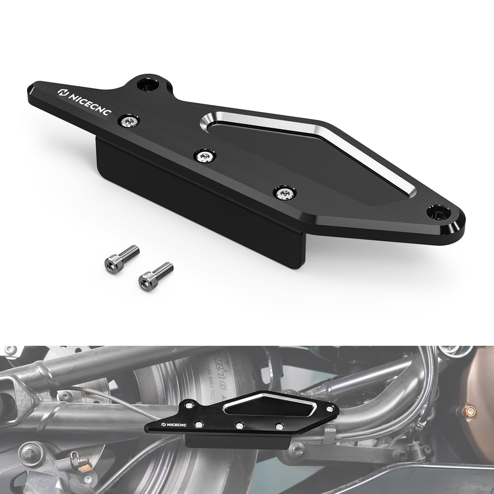 NICECNC Motorrad-Schwingenschutz, Compatible with Harley-Davidson Sportster S RH1250S 2021–2024, Siehe Passform, Schwarz