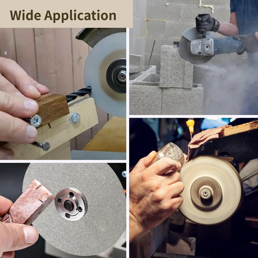 Homaisson 6 PCS Diamond Polishing Disc Set, 6 Inch Diamond Flat Lap Discs, 80/400/600/800/1500/3000 Grit Wheel Lapping Grinding Discs for Sand Stone Granite Glass (White)