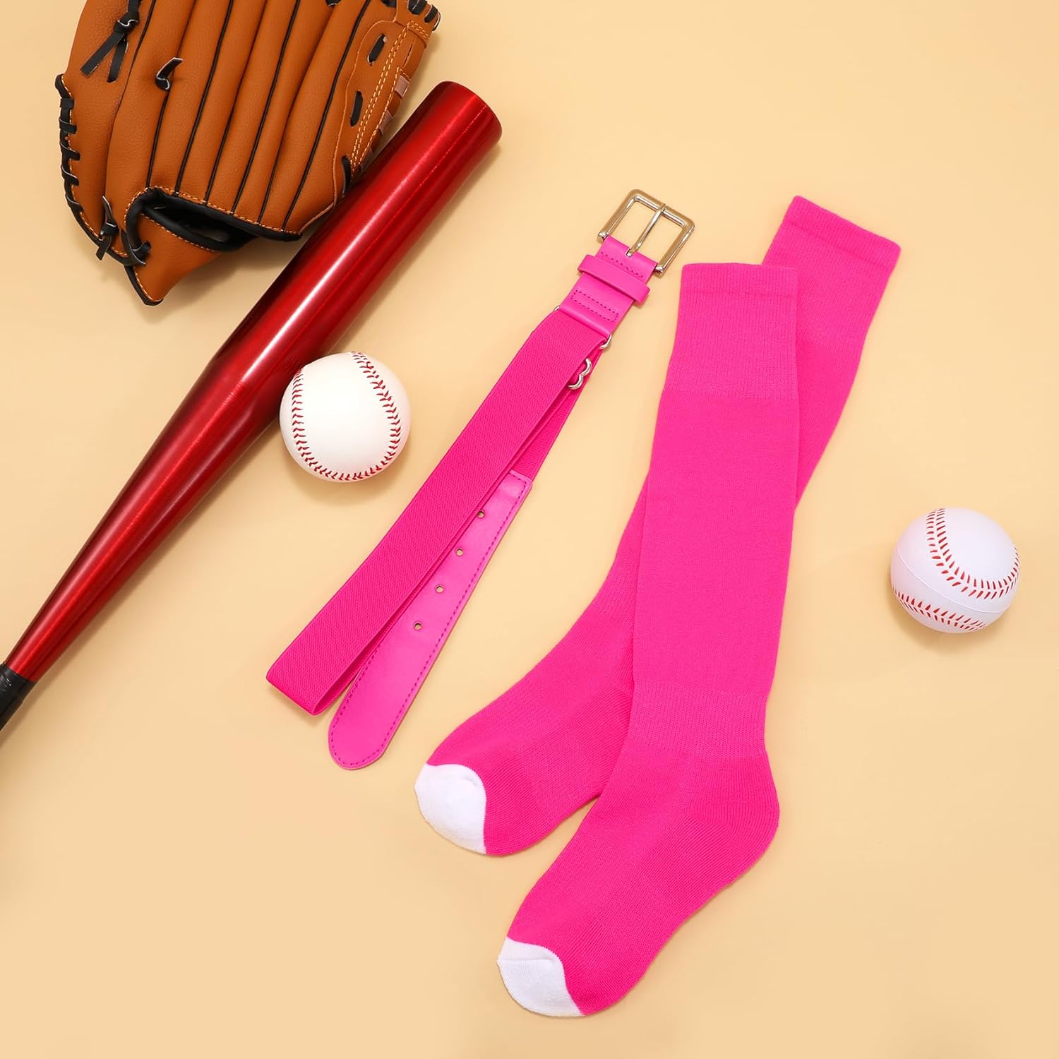 XZQTIVE Baseball Softball Socks and Baseball Softball Belt Combo Set Knee-High Soccer Socks for Kids Youth Adult - Image 8