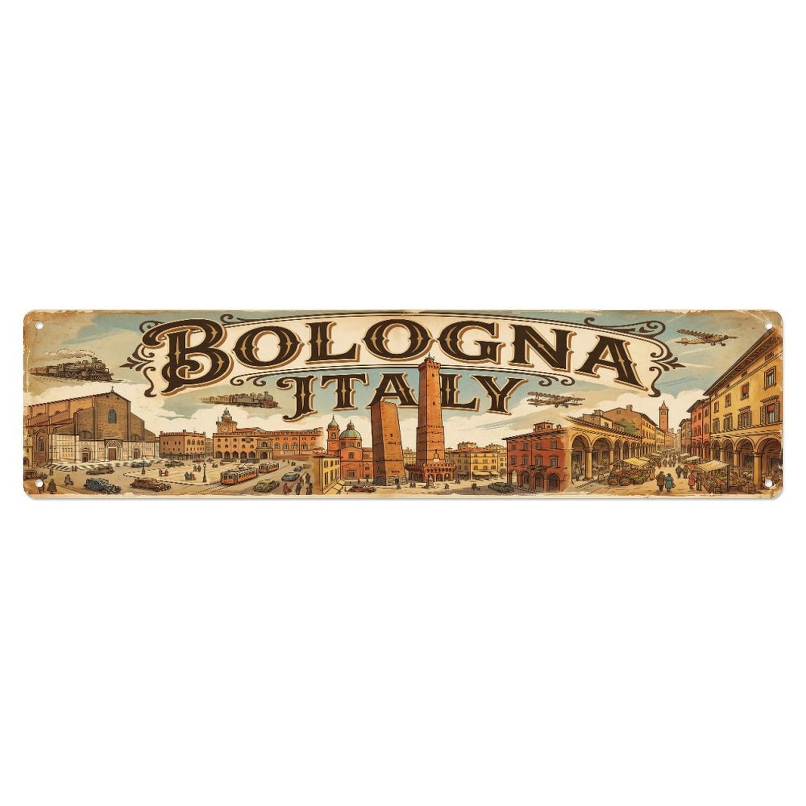Tgrcjimh Style Metal Tin Sign Vintage Travel Italy Bologna
