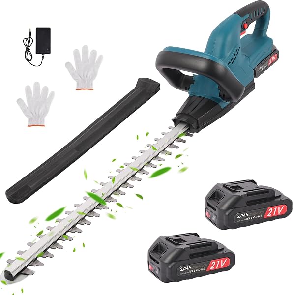 Taille-haie sans fil 21V, lame acier 15 cm, 2 batteries, 3,2 kg