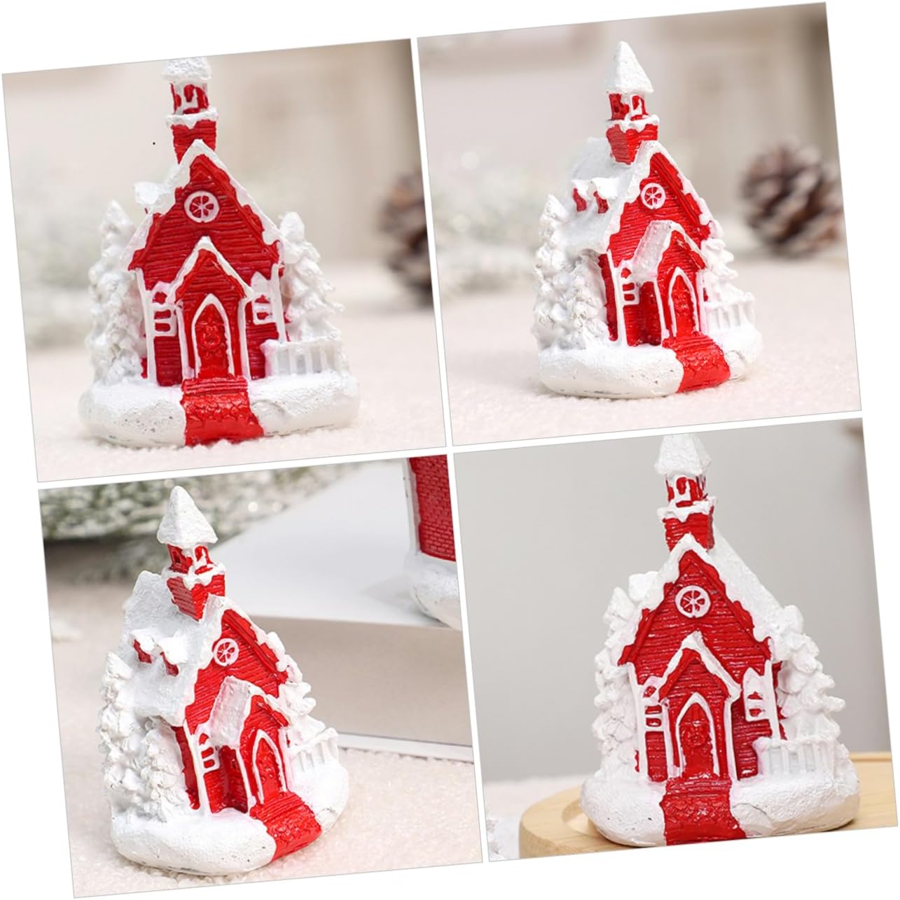BESPORTBLE Christmas Village House Resin Ornament Winter Scene Statue for Festive Desktop Decoration for Home Office Holiday Decor Christmas House Statue
