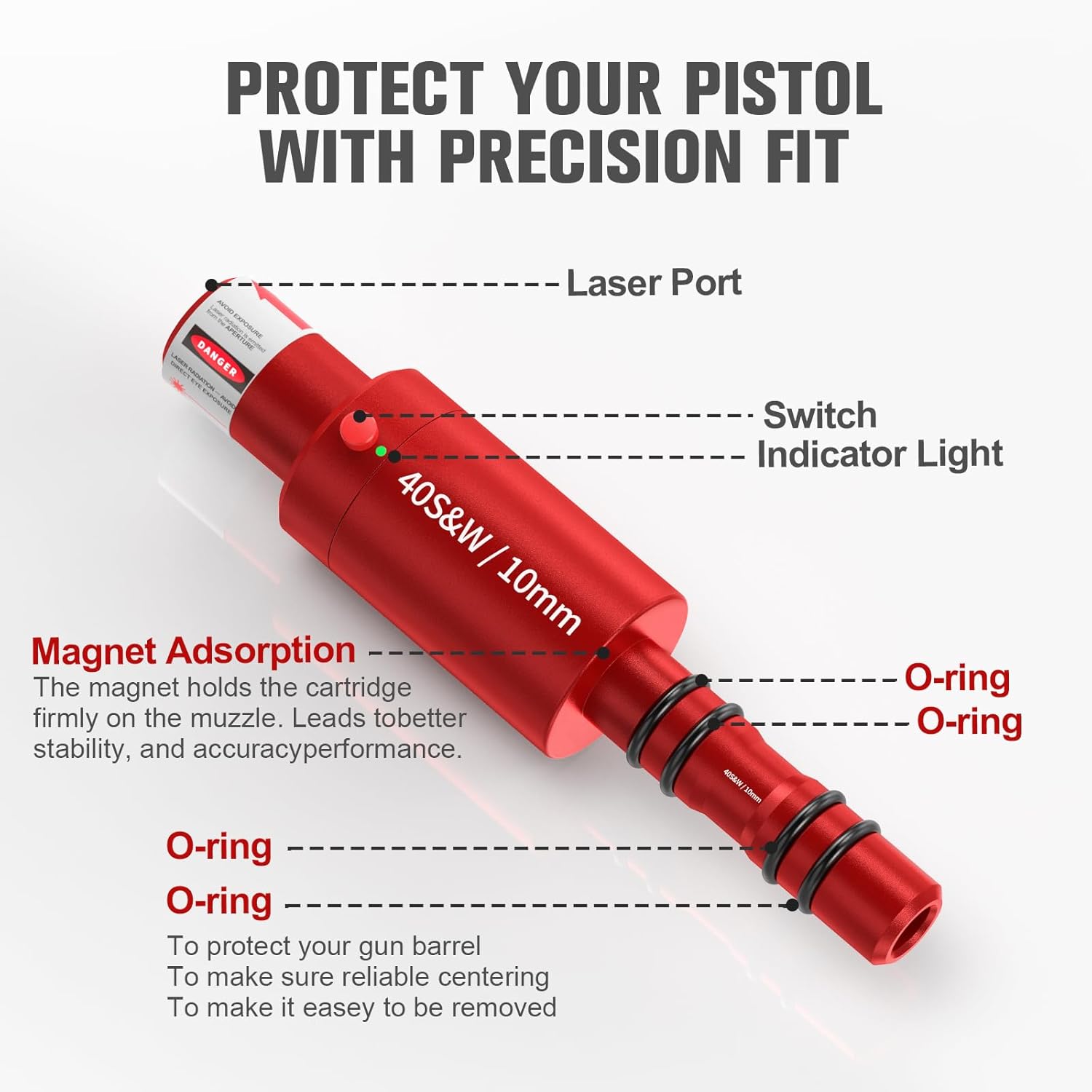 2-in-1 Laser Cartridge with Bore Sighter Suitable for 9mm/38spl/40S&W/10mm/45ACP/22LR/25mm/27mm Caliber, for Shooting Training Practice & Sight Calibration, Rechargeable
