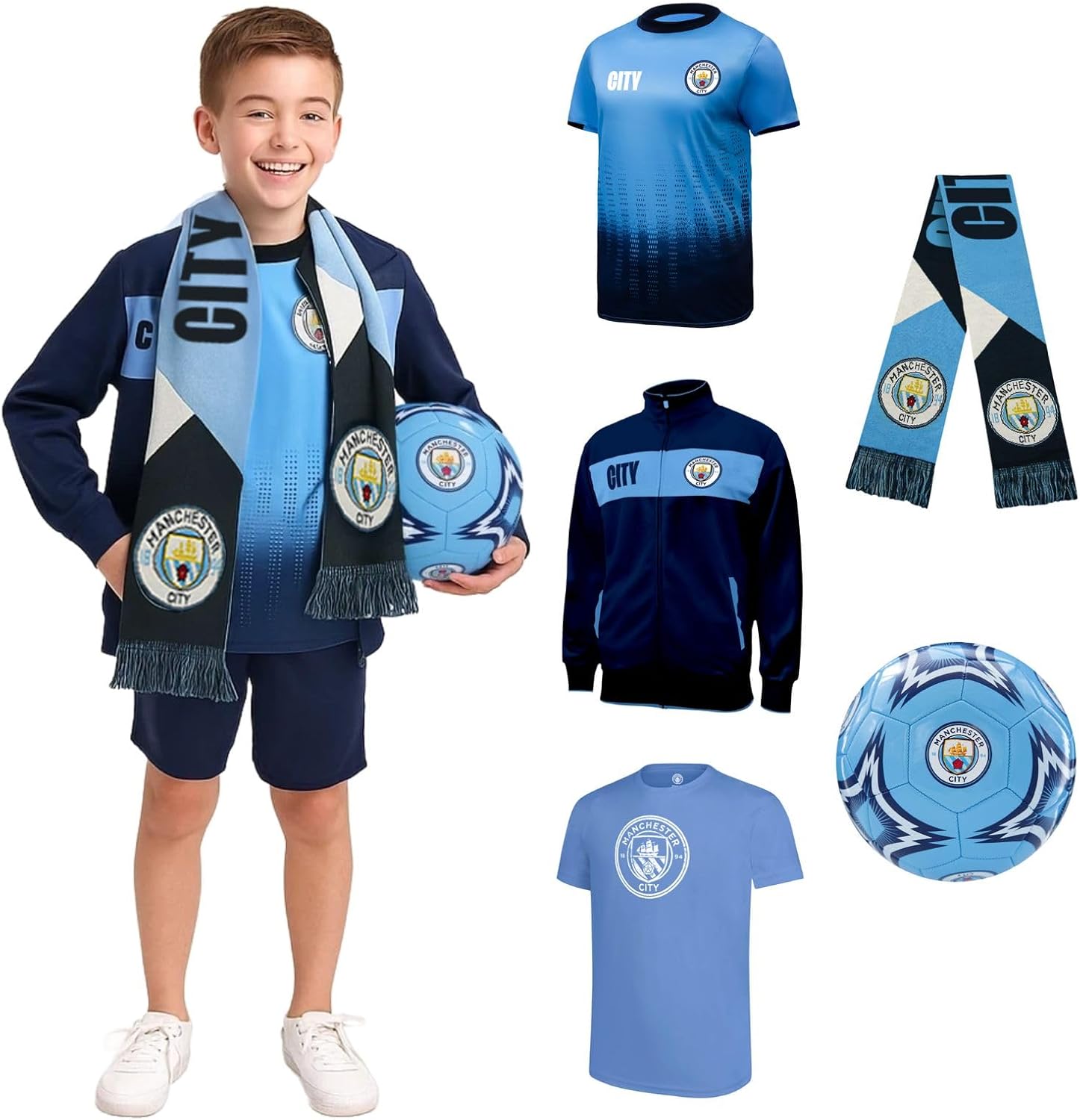 Icon Sports Official Soccer Team Ultimate Fan Pack - Unisex Kids - Jacket, T-Shirts, Scarf & Soccer Ball