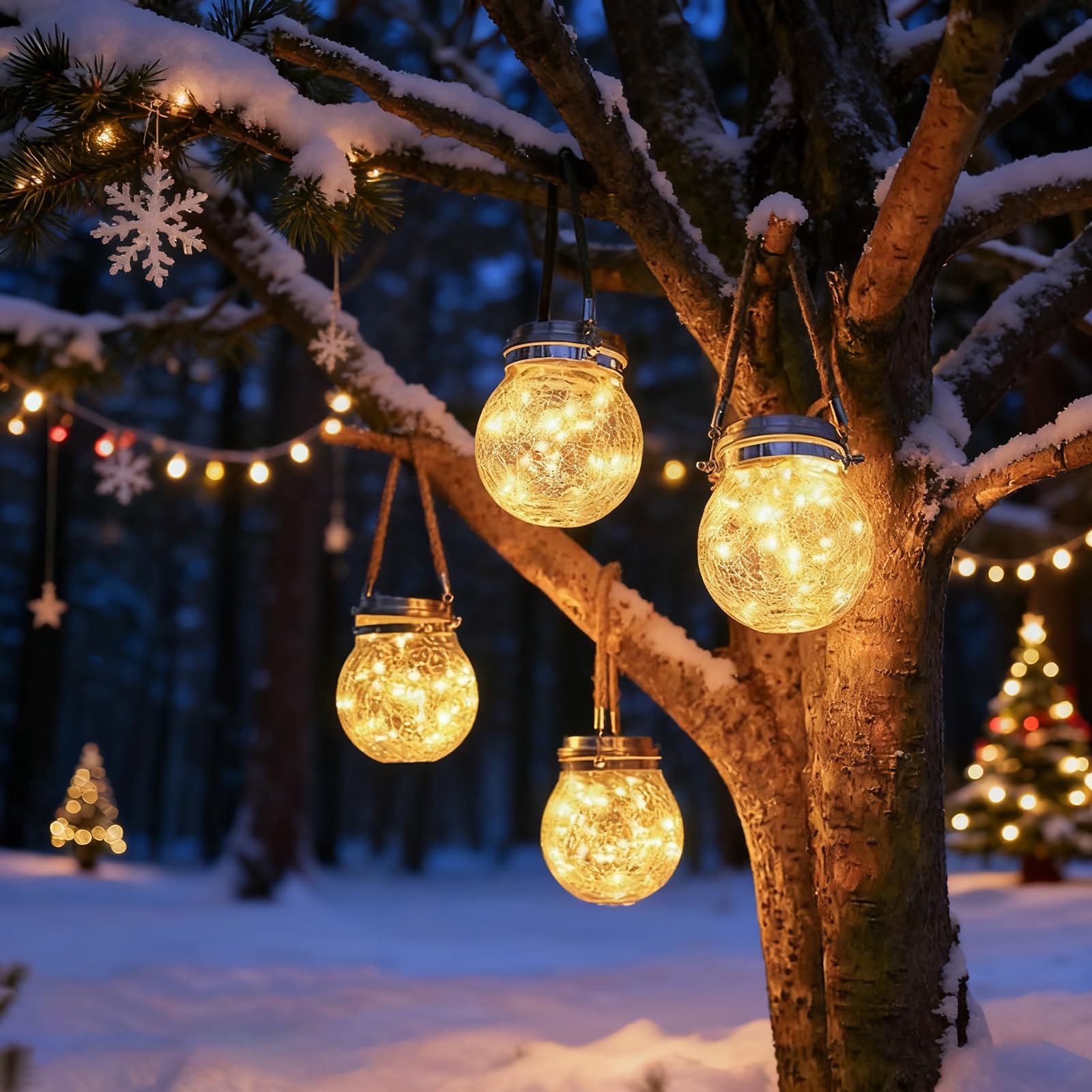 Lanterna Solare Esterno - XRR 30 LEDs 2 Pezzi Lanterne Solari da Esterno di vetro Impermeabile Luci Solari, Sospensione Solare Giardino Decorativa per Gazebo, Patio, Parco, Prato (Bianco Caldo)