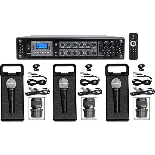Rockville RCS350-6 350w 6 Zone 70v Commercial Amplifier/Bluetooth Receiver+Mics
