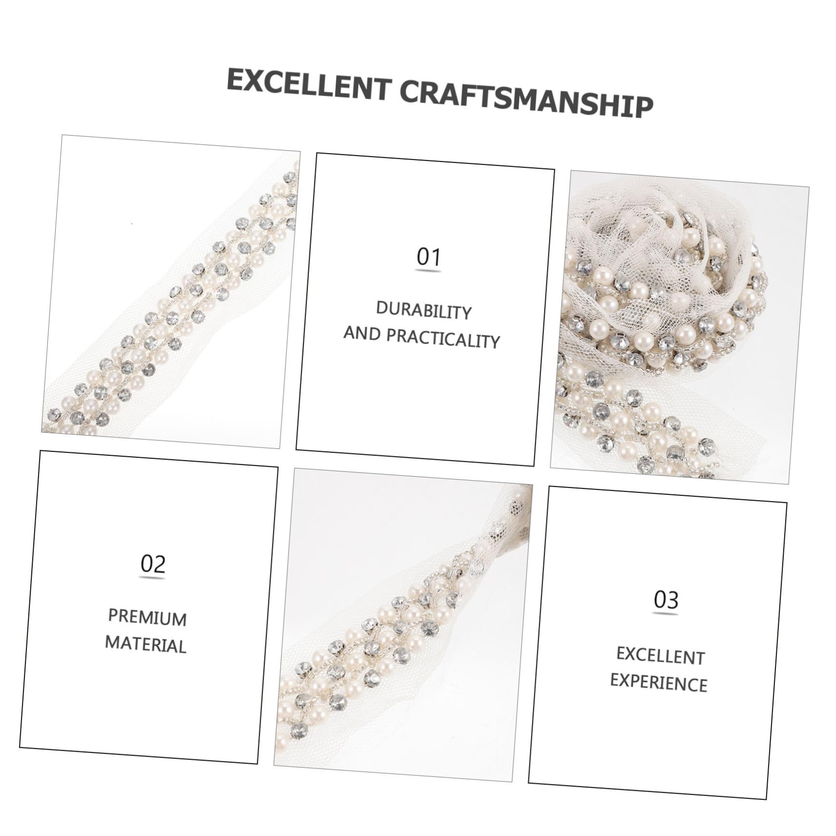 Operitacx 4piezas Cinta De Encaje Decorativa Perlas y Strass Ribete Multifuncional Para Confección De Ropa Manualidades y Decoración De Fiestas Para Vestidos y Accesorios De Moda
