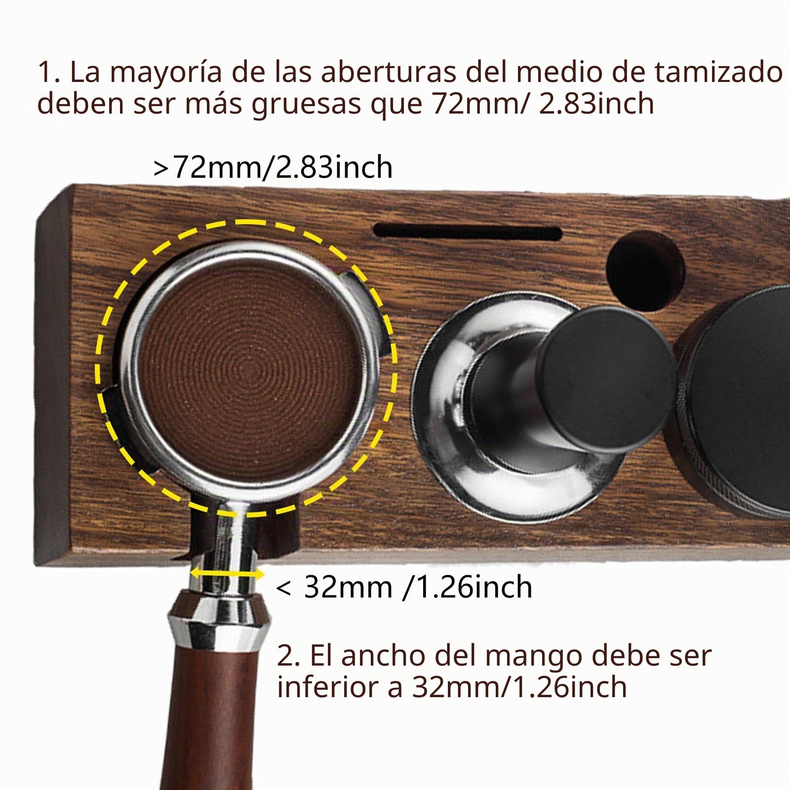 Espresso Tamper Estación 58mm, Soporte de Apisonamiento de Espresso, Ajustable Tamping Soporte para Guardar el Tamper de Espresso, Dispensador, Portafiltros