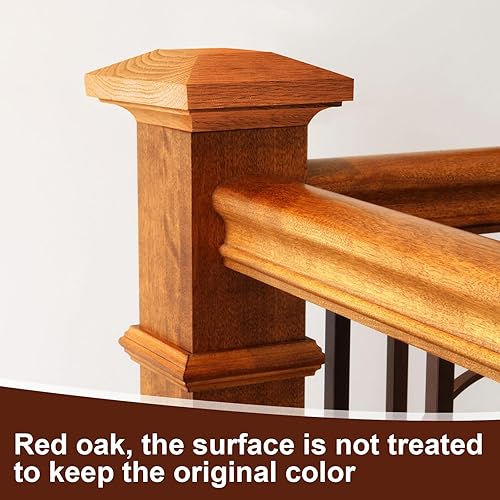 Miniatura 4 de Sasylvia 2 tapas de madera de 3.5 x 3.5 pulgadas para valla de poste, roble rojo, resistente a la putrefacción, tapas de cubierta para vallas al