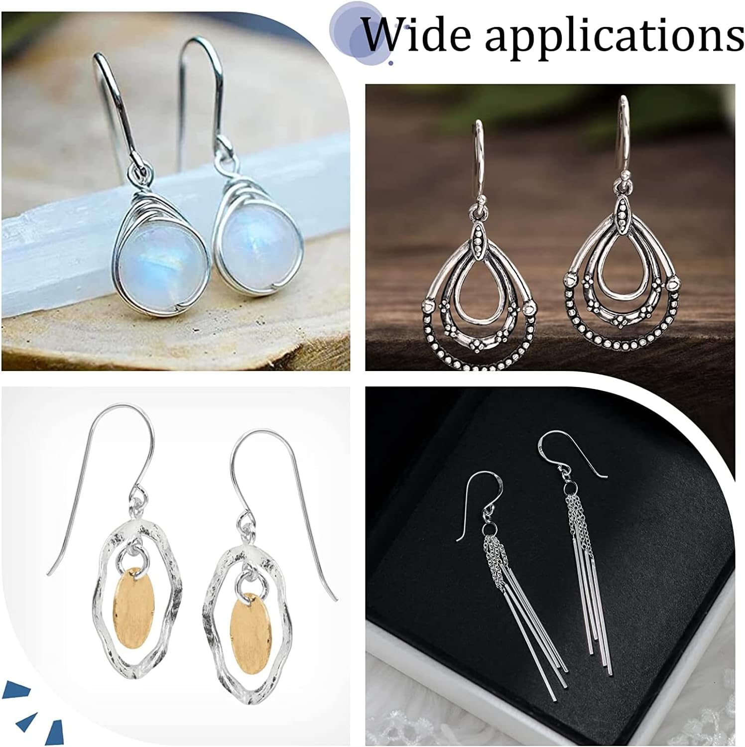 Beebeecraft 10 Pairs/Box Ear Wires Ball End French Earring Hooks 925 Sterling Silver Dot Fish Ear Wires 16.5x12mm for Drop Dangle Earring Findings DIY Jewelry Making