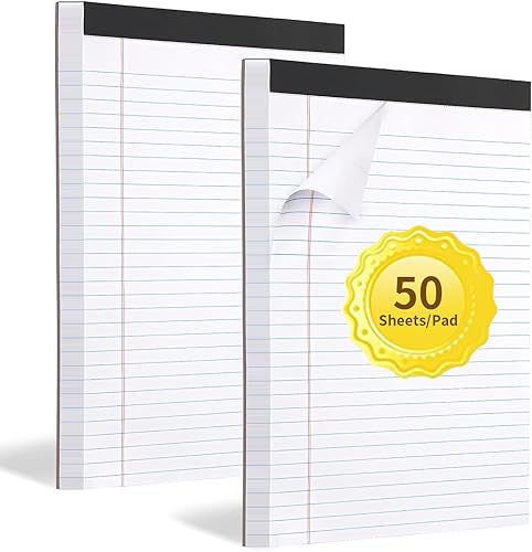 Paquete de 2 blocs de notas legales, blocs de notas de 8.5 x 11 pulgadas, blocs de notas forrados, bloc de notas de escritura tamaño carta, bloc de