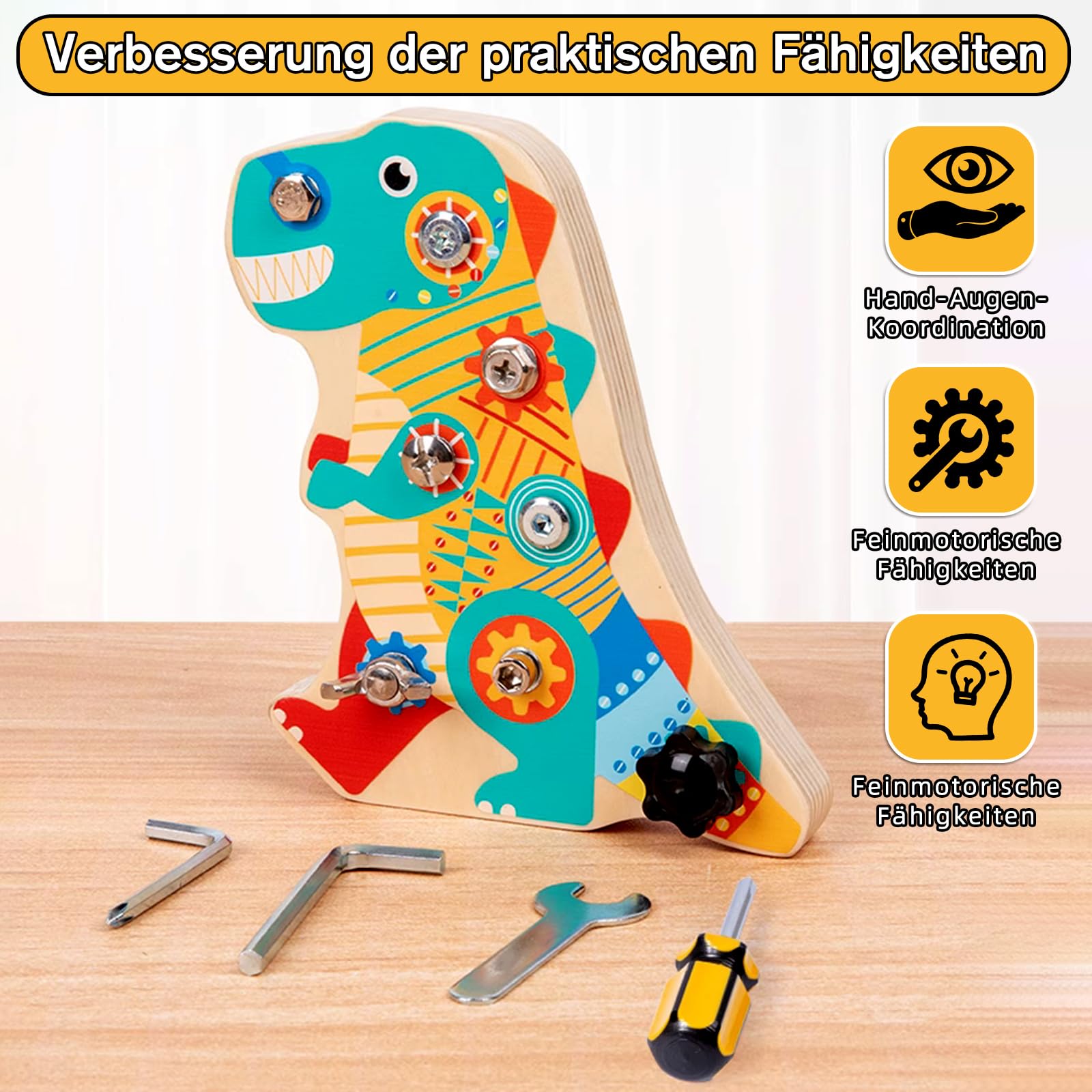 Victse Montessori speelgoed vanaf 3, 4, 5 jaar, graafmachine-speelgoed vanaf 3 jaar, Busy Board hout, schroefplank, houten speelgoed, kinderspeelgoed, motoriekspeelgoed, educatief speelgoed, cadeau