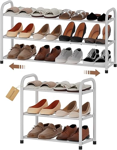 Miniatura 14 de Zapatero ampliable, zapatero pequeño de metal de 2 niveles, organizador de zapatos ajustable, estante de almacenamiento para armario, entrada, color