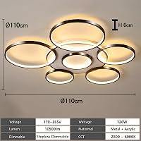 WayLuoung LED mennyezeti lámpa 7 körös 110 cm dimmelhető távirányítóval 3