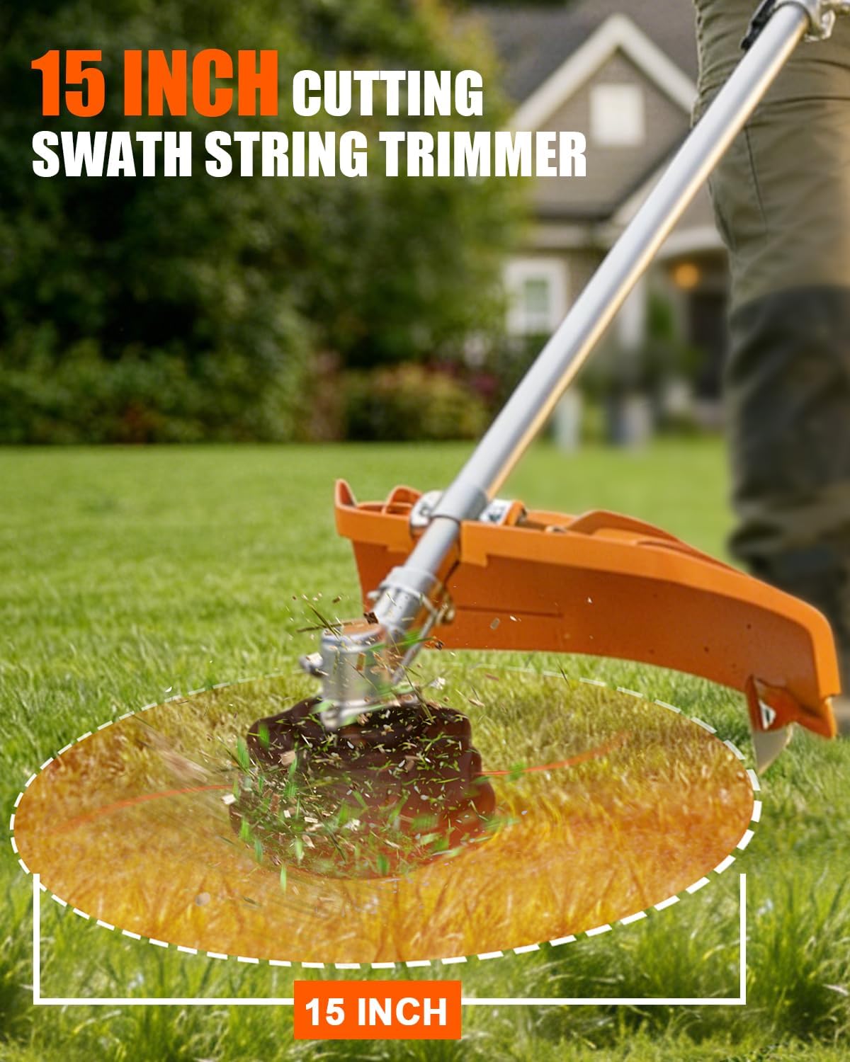 New 52CC Gas Weed Eater, 2-Cycle Engine Gas Powered Weed Wacker String Trimmer with Easy Start, Comfortable Handle and Double Shoulder Straps for Garden Lawn and Edge Trimming