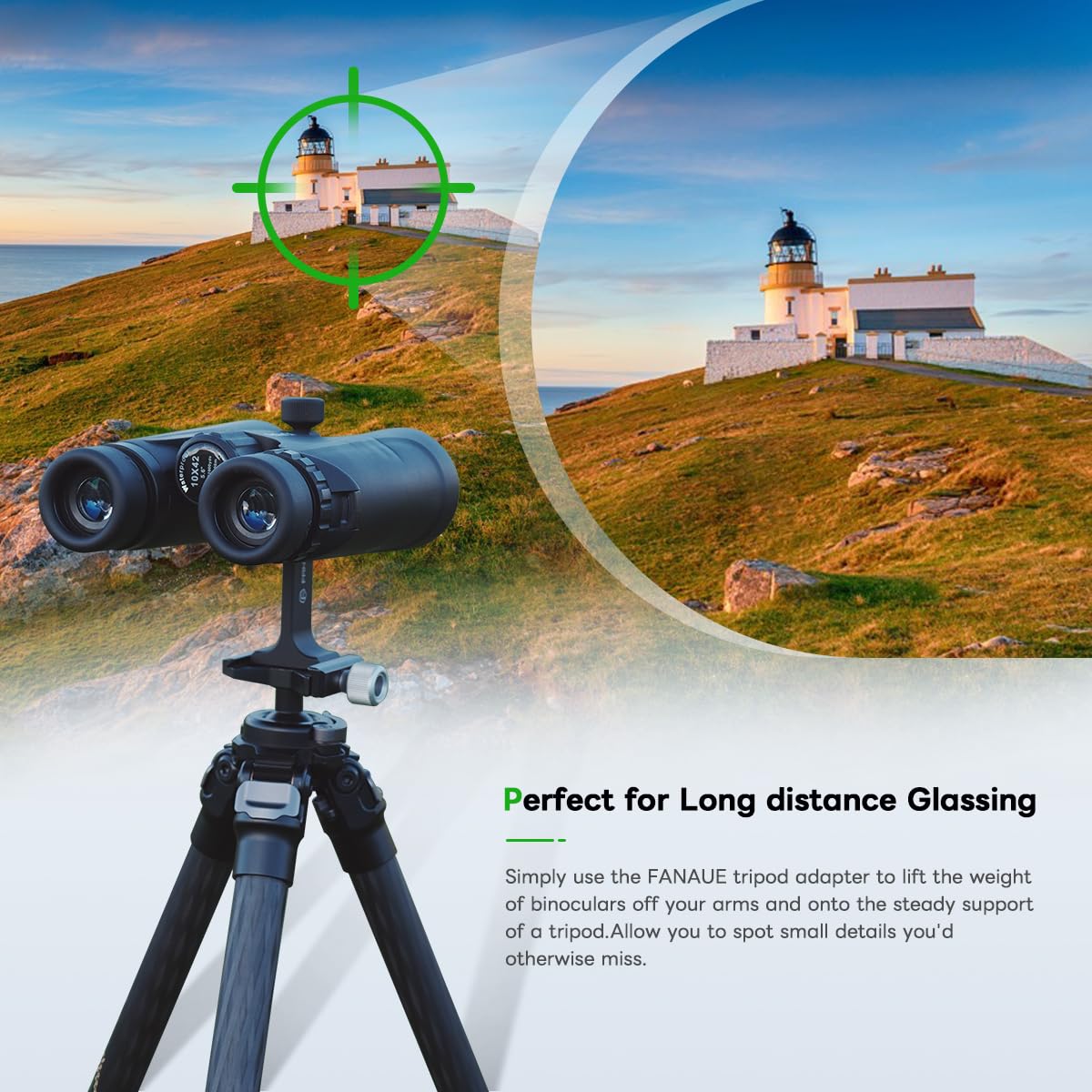 FANAUE Adaptateur trépied pour jumelles avec filetage 1/4-20", compatible ARCA SWISS, adapté pour l'observation des oiseaux, la chasse, l'observation de la faune, etc.