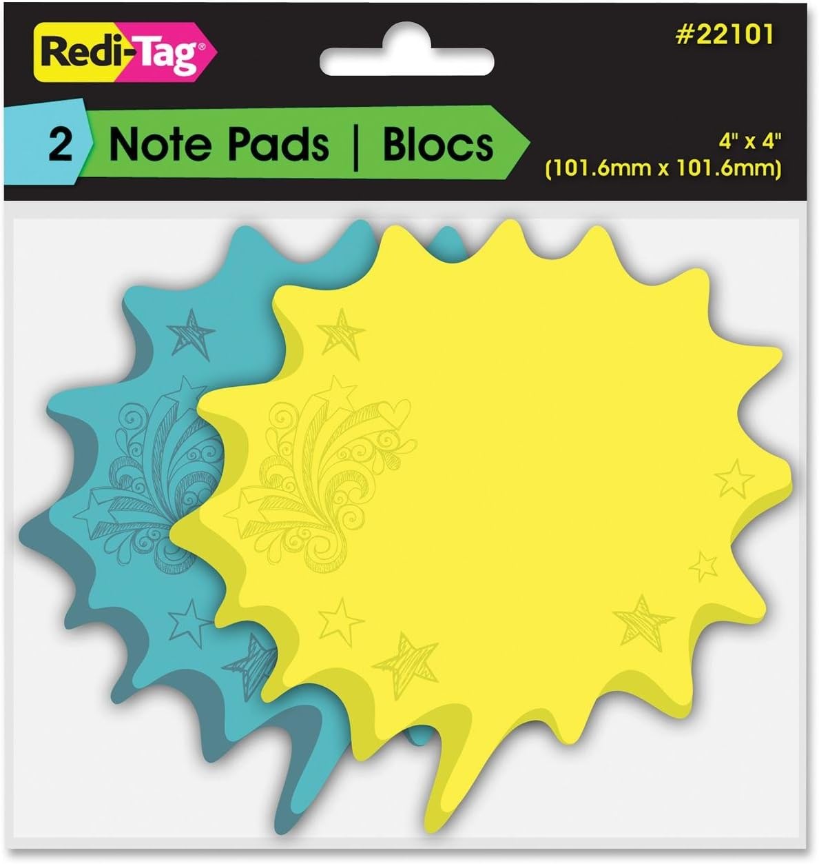 Redi-Tag Thought Bubble Notes 2 Pads, 3 x 3 Inches, Neon Blue/Yellow, 2-Pack (22101)
