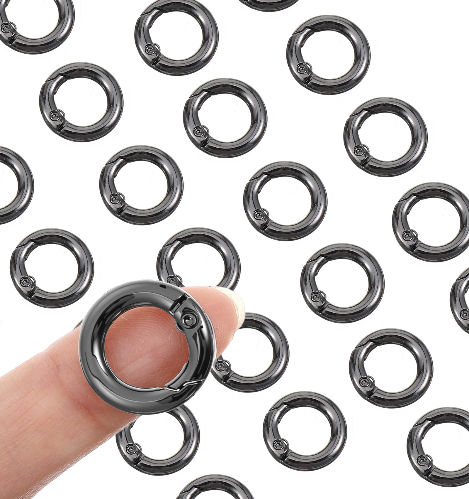 Photo 1 of 20Pcs Small Carabiner Clips Mini, 0.67" Black Mini O Rings Micro Carabiner for Keys Lightweight Micro Metal Spring Clasp Keychain Clip for Backpack Purse Charm Dog Tags, Black
