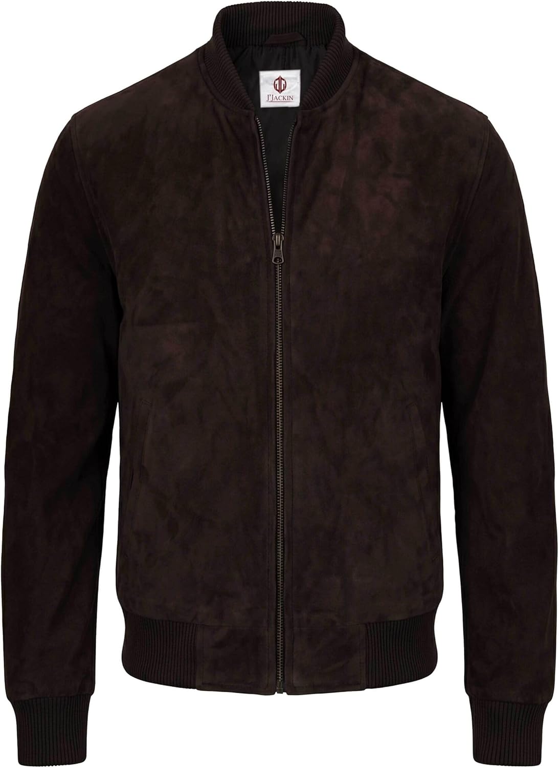 J'Jackin Men's Suede Bomber Jacket - Lightweight Vintage Faux Leather Coat, Classic Varsity Style
