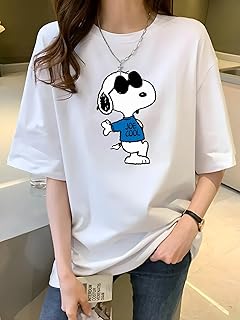 Tシャツ スヌーピー レディース 半袖 綿100% 日本製 春夏服 インナーシャツ クルーネック カットソー カジュアル ゆったり おしゃれ 快適 柔らかい 通気性