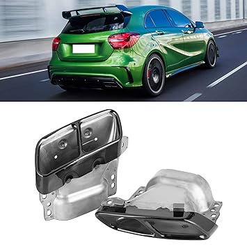 Exhaust Tip, Easy To Use Quad Exhaust Tips Stylish Appearance 304 Stainless Steel for A45 W176 CLA45 C117 2013?2018 for Car Accessories(Electroplating black)