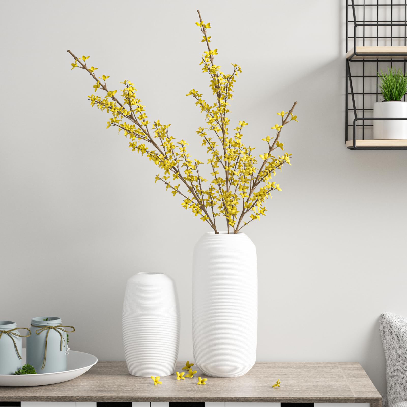Relexome White Ceramic Vase Modern Boho Flower Vase Set of 2 Decorative ...