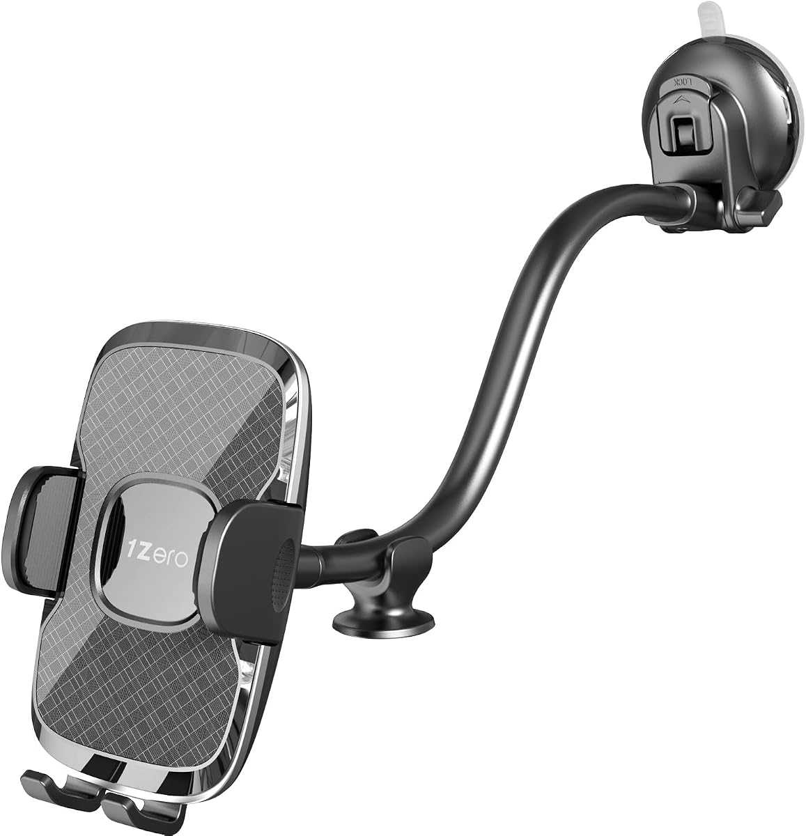 Soporte sólido para teléfono de coche o camión con brazo largo de cuello de cisne grueso, soportes móviles para ventana de parabrisas con ventosa de resistencia industrial, estabilizador antivibración compatible con todos los teléfonos móviles, negro