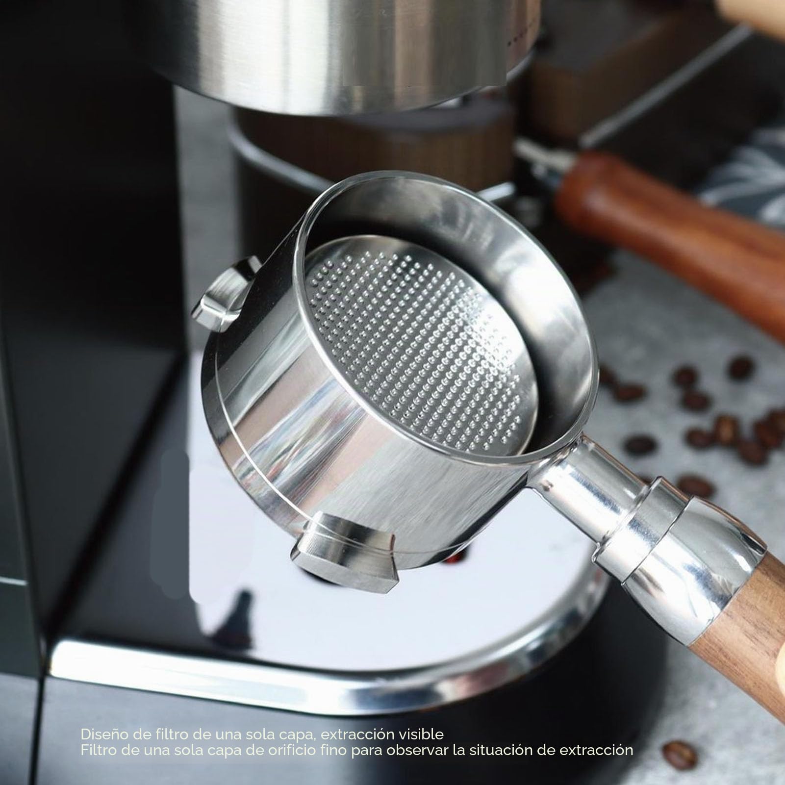 Garsent Portafiltro Desnudo sin Fondo de 51 Mm, para de 3 Orejas, Portafiltro de café, Accesorios de Espresso Extraíbles, Filtrado de Alta Eficiencia