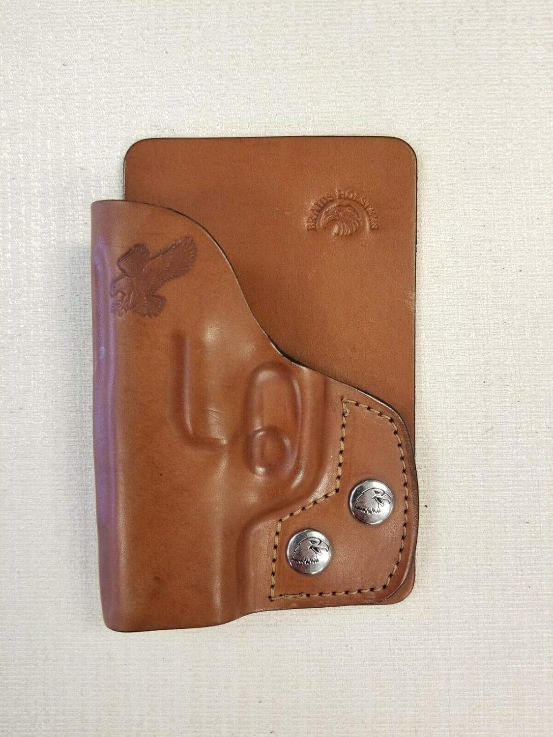 Right Hand Brown Leather Wallet & Pocket Holster Choose Gun (for Gun Model:S&W M&P Shield;)