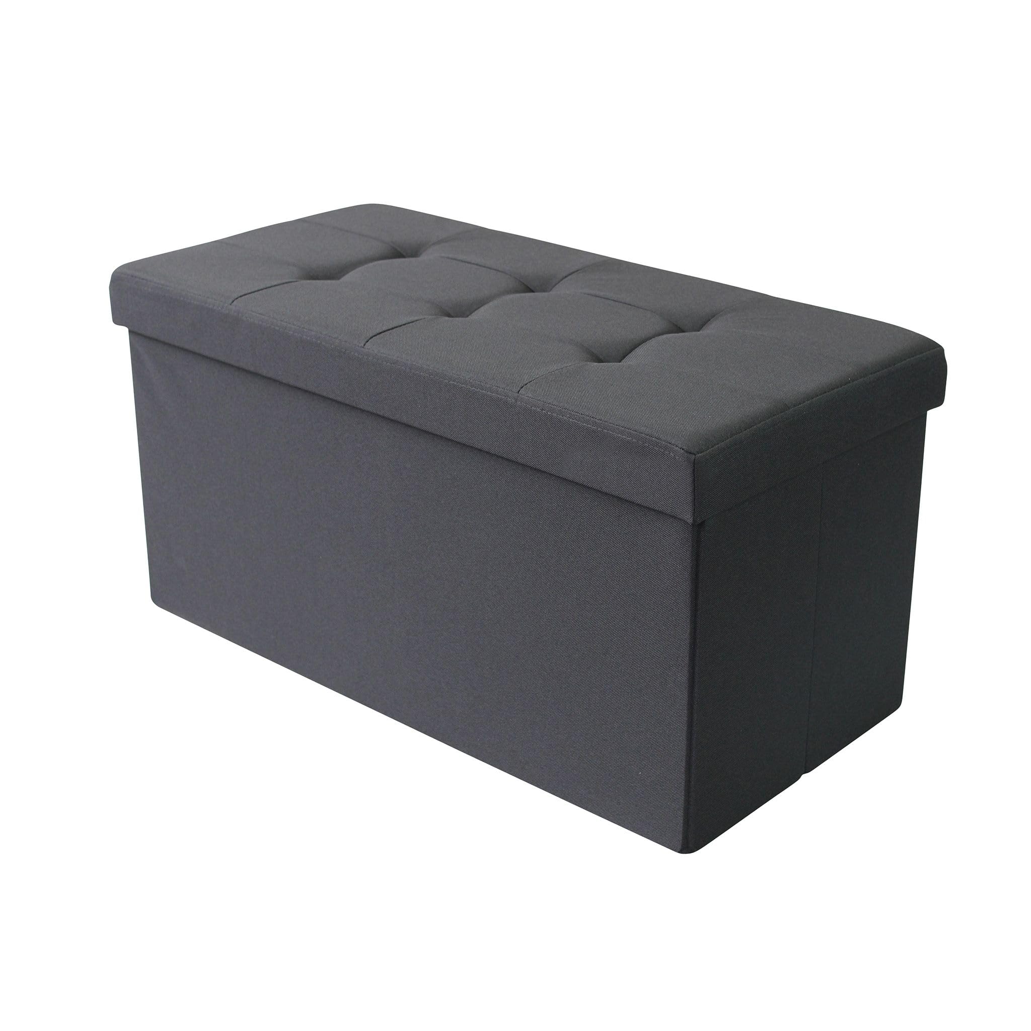 milani home - pouf contenitore rettangolare, tessuto, seduta contenitore poggiapiedi, nero, 76 x 38 x 38 cm