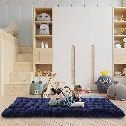 Miniatura 8 de RedSwing Protector de colchón XL para cuna, para campamento, 1.53.2 pulgadas de grosor, de algodón, suave y cómodo, azulgris