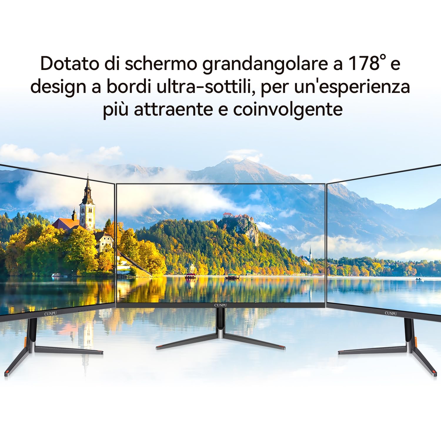 CUNPU Monitor PC 24 Pollici (23.8") Touch Screen 10 Punti, Schermo IPS Full HD 1080p 75Hz, Monitor Tattile con Protezione Low Blue Light, Connettività HDMI/VGA/USB, Ideale per Ufficio, Scuola e Casa