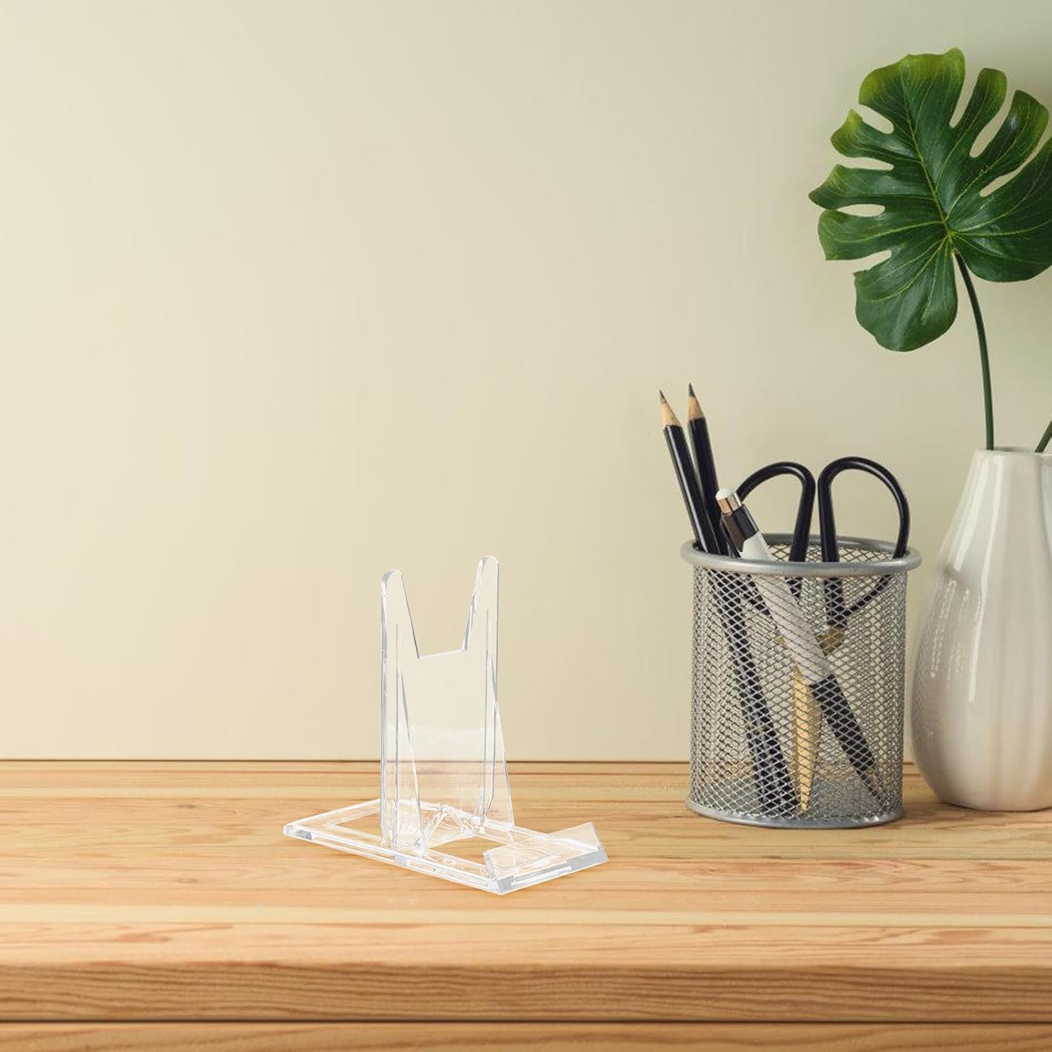 BESTonZON 12pcs Plate Stands Tabletop Display Phone Holder Wide Adjustable Mini Easels Plastic Clear Rack For Picture Business Card Home Office Supplies Festival Party image 5